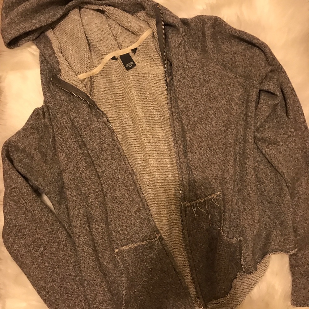 Raw cut zip up